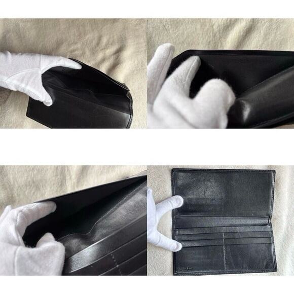 Authentic Vintage Christian Dior Black Leather Bi-fold Long Wallet - Picture 9 of 9